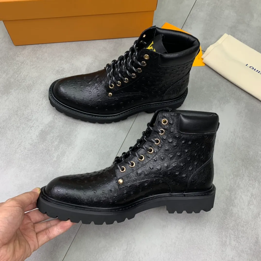 Men's men's shoes 💰P620💰【New】🆘Water-dyed cow lining LV Louis Vuitton business high-top leather shoes, made of original imported Italian 🇮🇹 calfskin, full cowhide lining, carefully handmade by professional shoemakers, the original version is specially designed for wear-resistant outsole. Standard code 38-44 3⃣️color🉑️choice